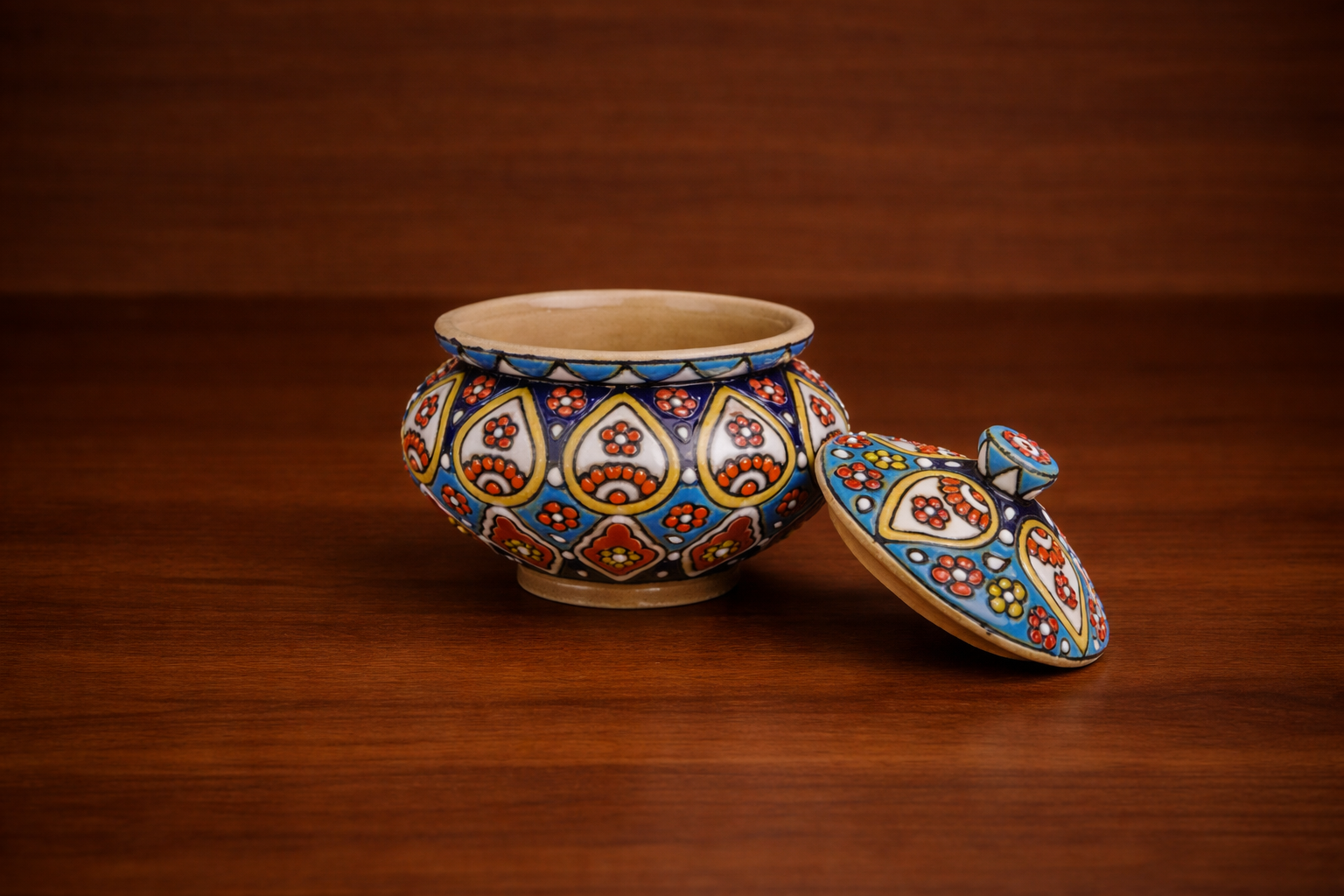 Small Enamel (Minakari) Sugar Bowl - Image 2