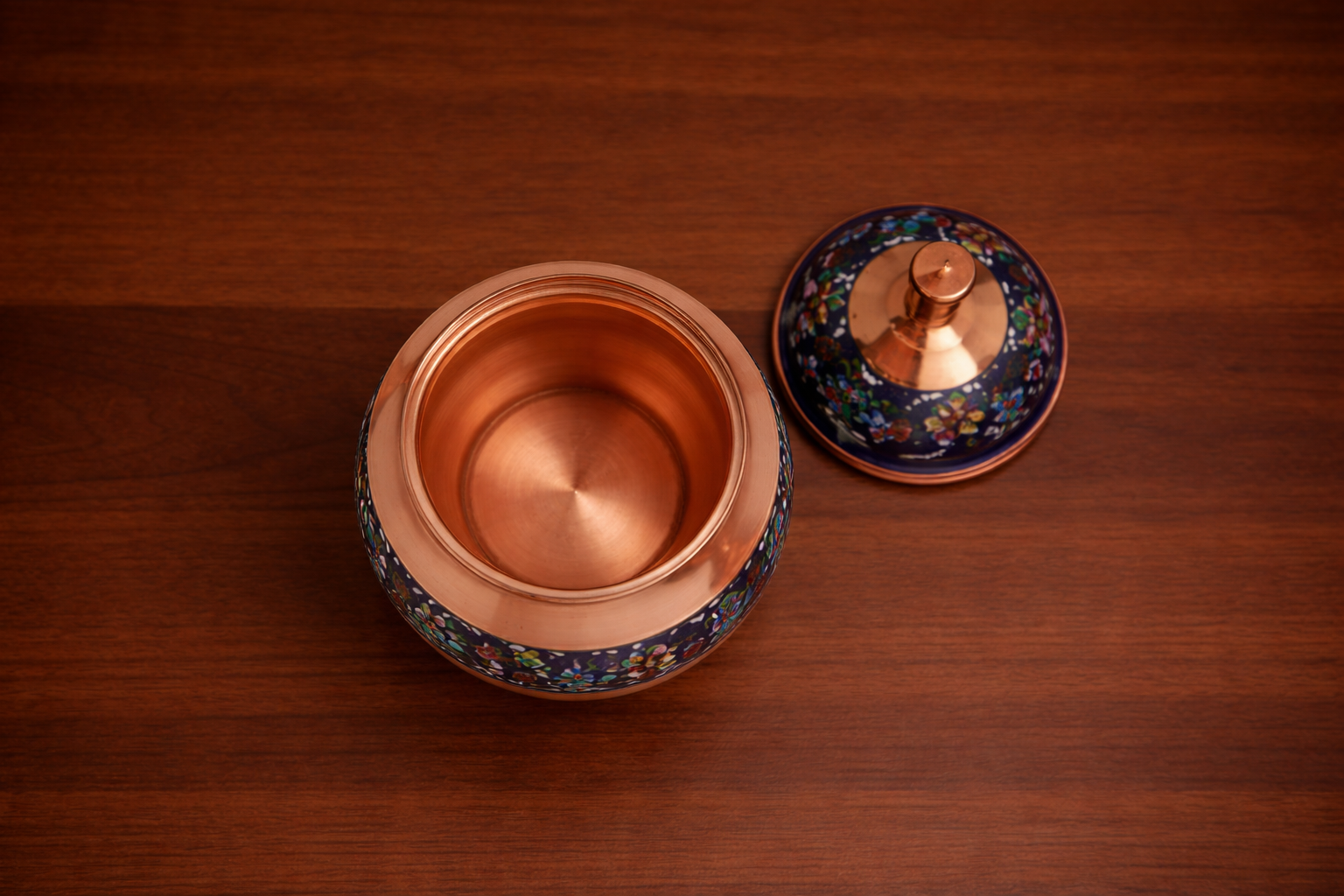 Small Enamel (Minakari) Copper Candy Bowl - Image 2