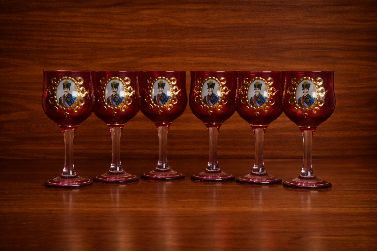 Qajar Style Ruby Wine Glasses